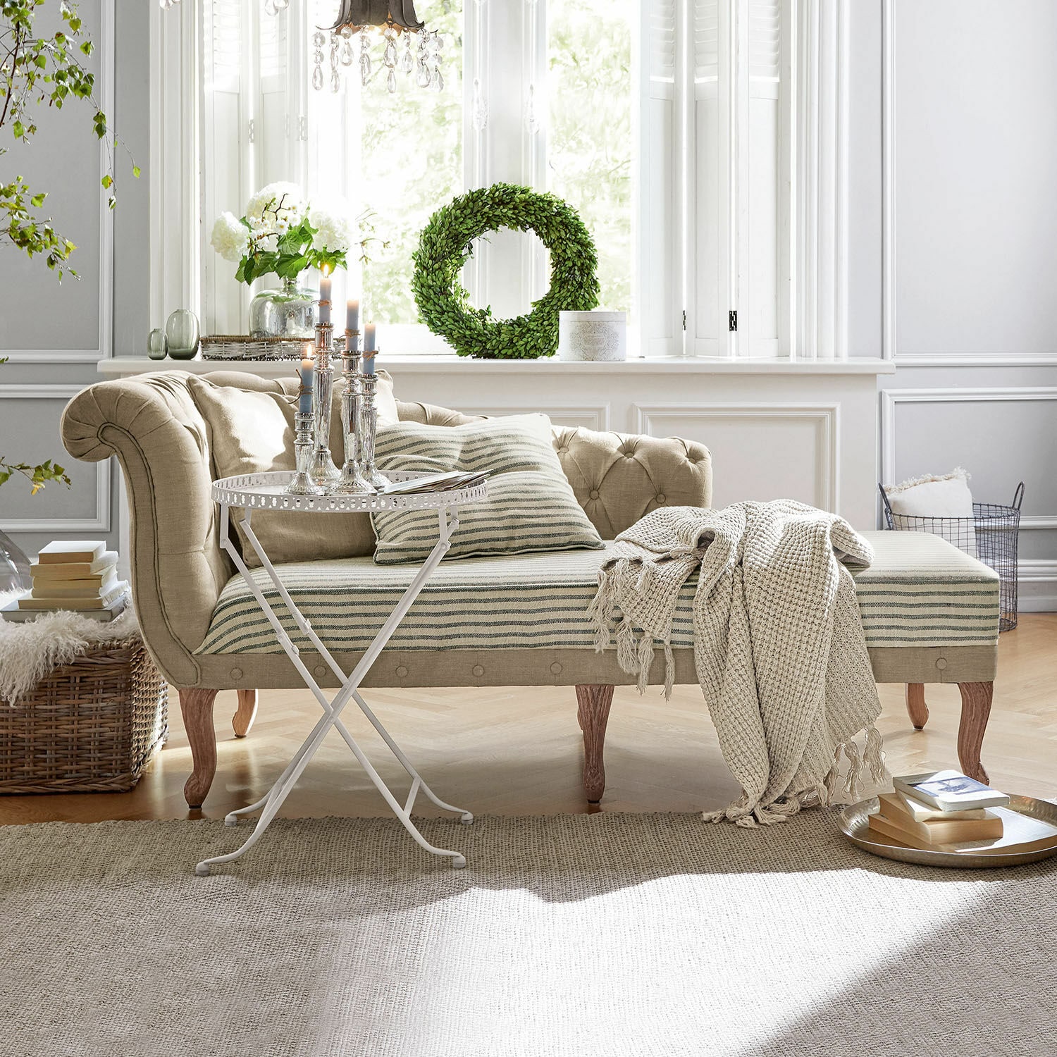 Chaiselongue Viviani beige/grau