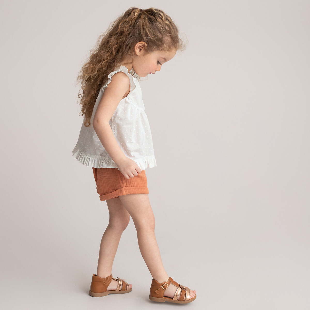 COLEÇÃO LA REDOUTE<br>Blusa sem mangas com babado de bolinhas
