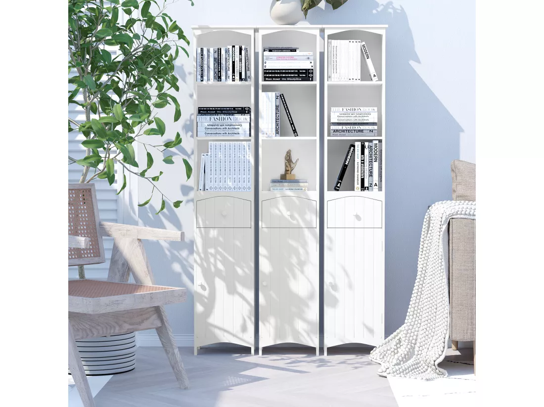 Meuble colonne de salle de bain moderne 34L x 24l x 170H cm blanc