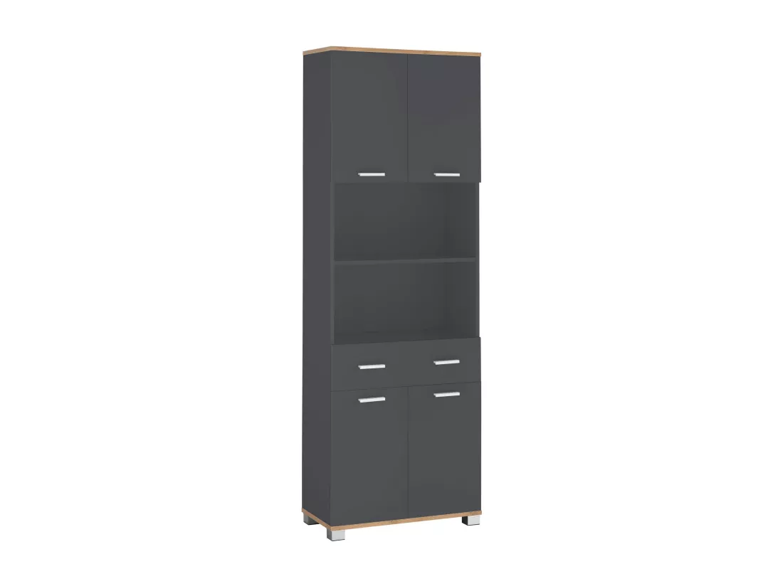 Badus | Meuble haut avec 2+2 portes et 1 tiroir en Gris / Chêne