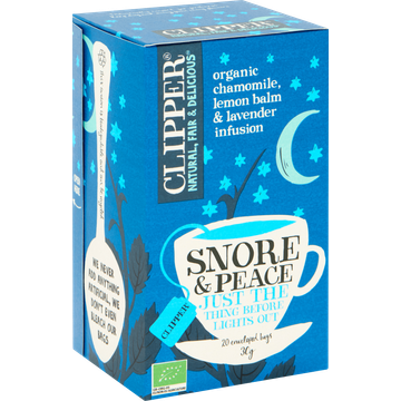 Clipper Snore & Peace Organic Chamomile, Lemon Balm & Lavender Infusion 20 Stuks 30 g