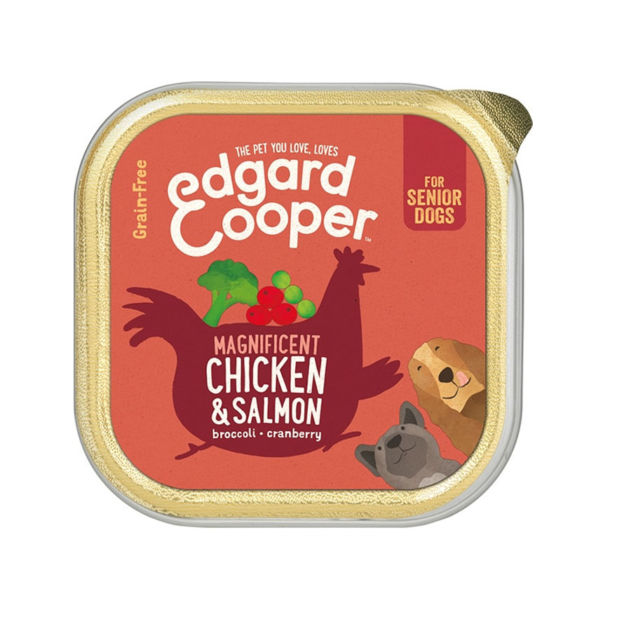 Ração para cães idosos Edgard & Cooper sabor frango e salmão (em pote)