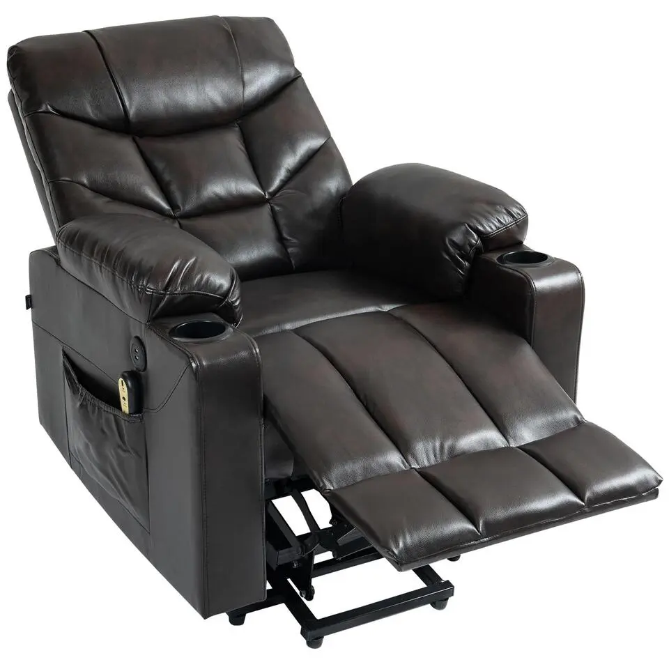 CLP Fauteuil Andover zwart Frame - Kunstleer - bruin