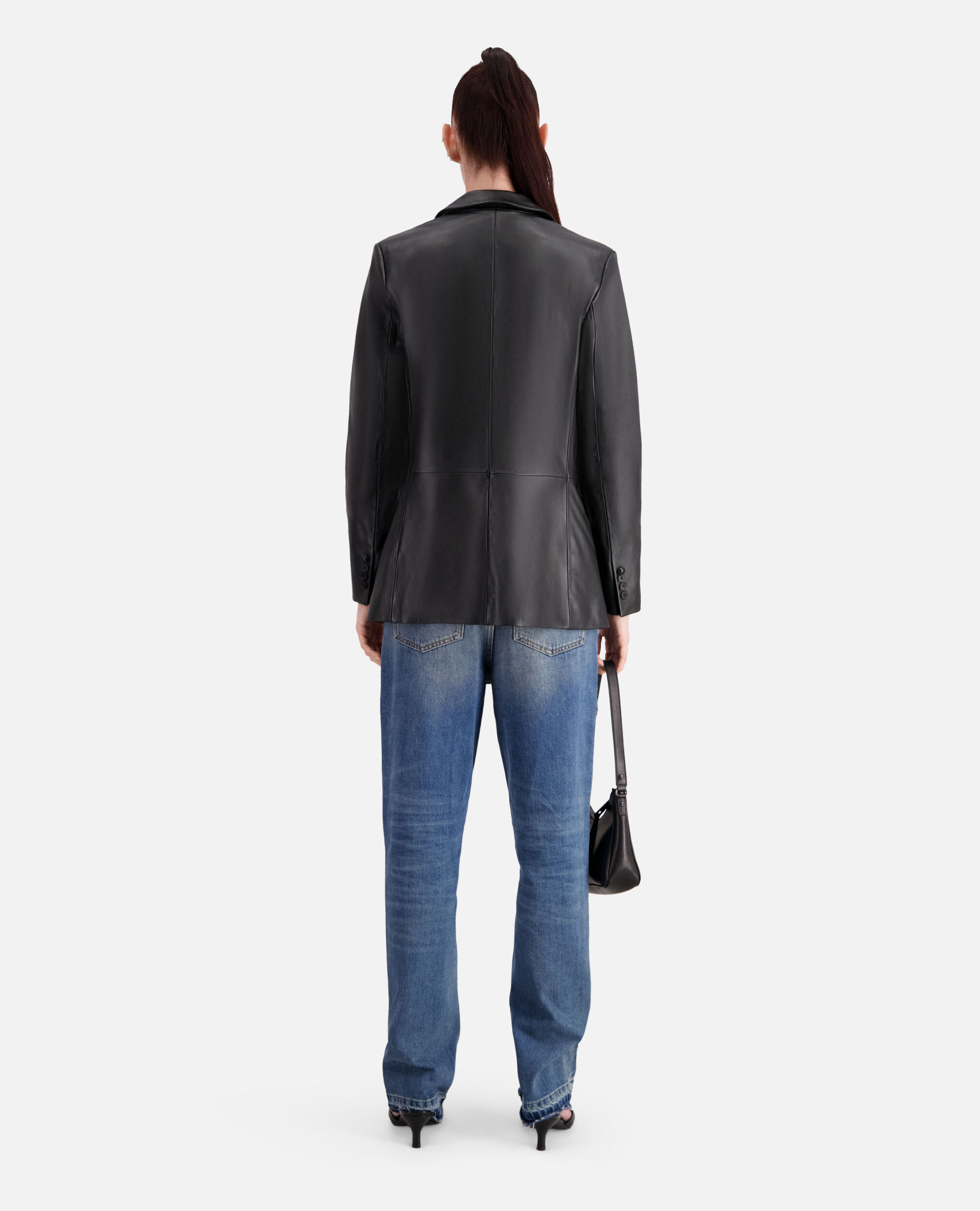 Black leather suit jacket