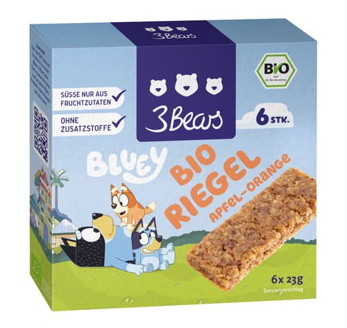 3Bears x Bluey BIO Apfel-Orange Riegel