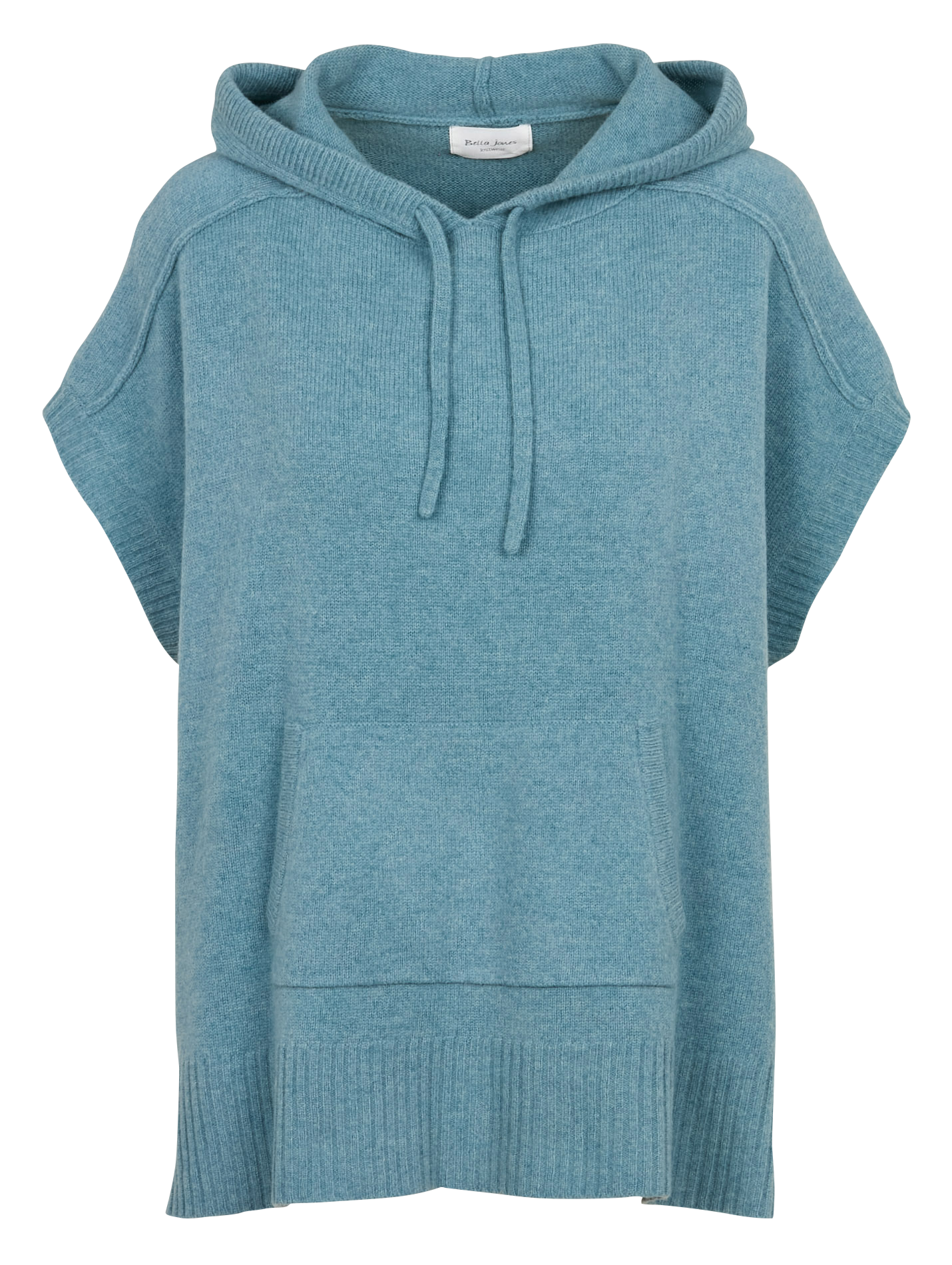 LOUANE - Pull sans manches col à capuche en laine | Bleu