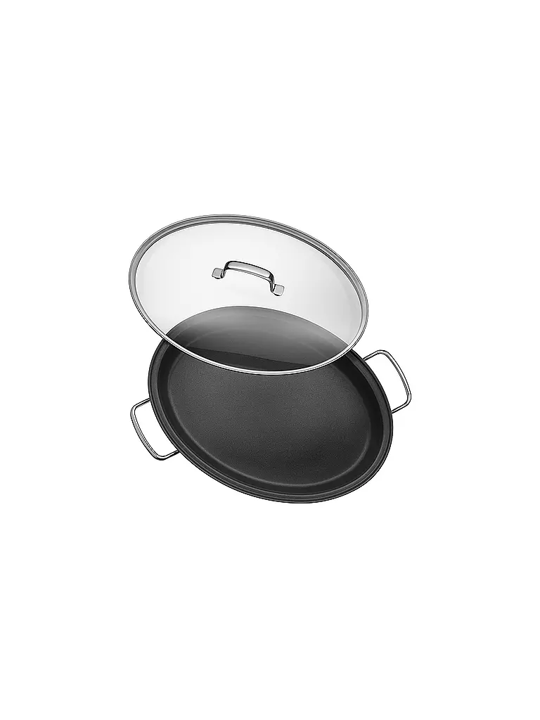 WMF Fischpfanne mit Glasdeckel 38x26cm silber