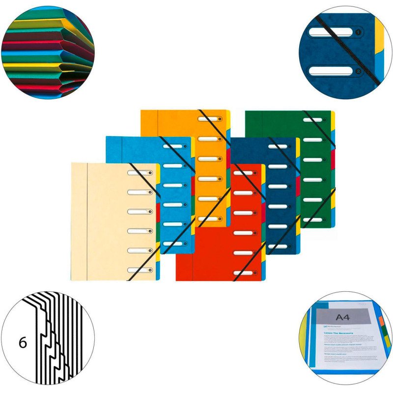 Trieur carte Exacompta Harmonika 6 divisions couelurs assorties