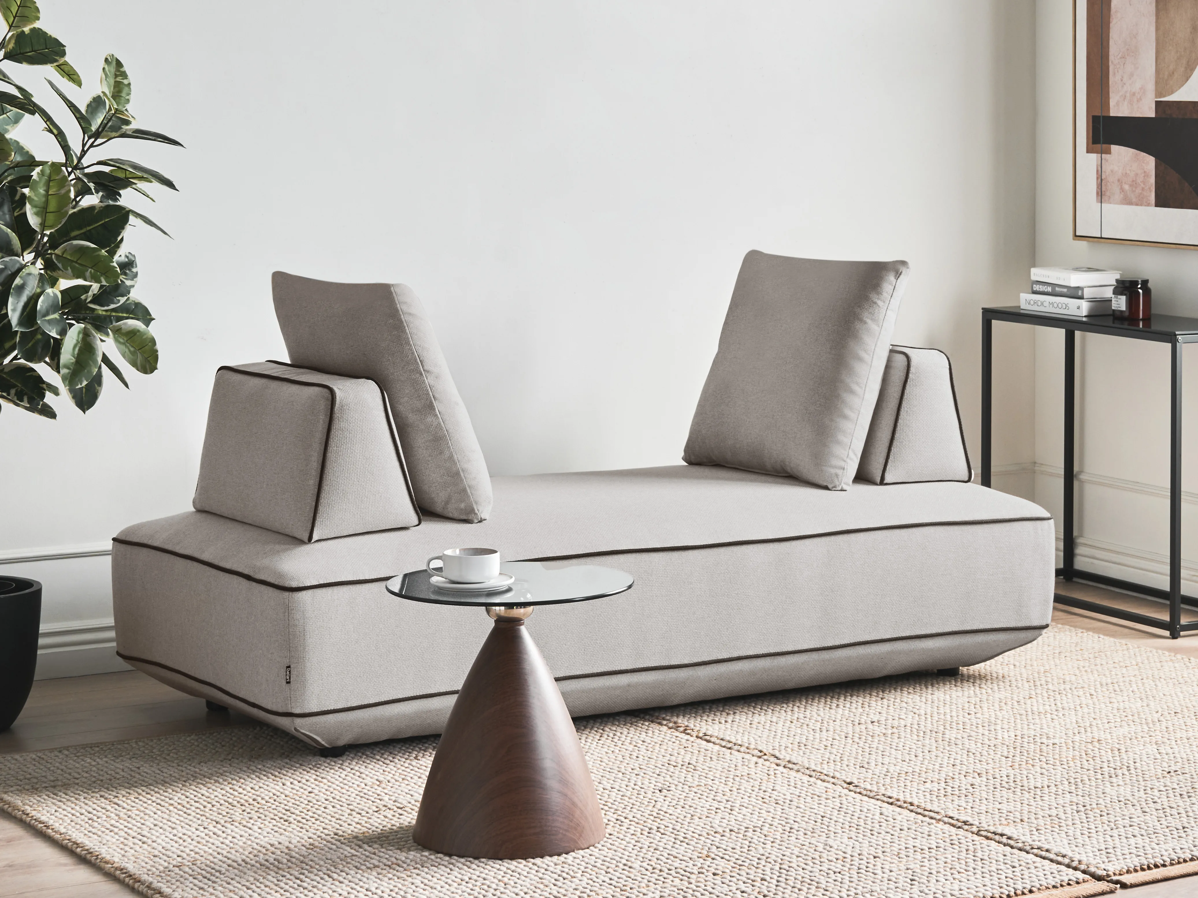 Chaise longue SEILLANS Stof Lichtgrijs