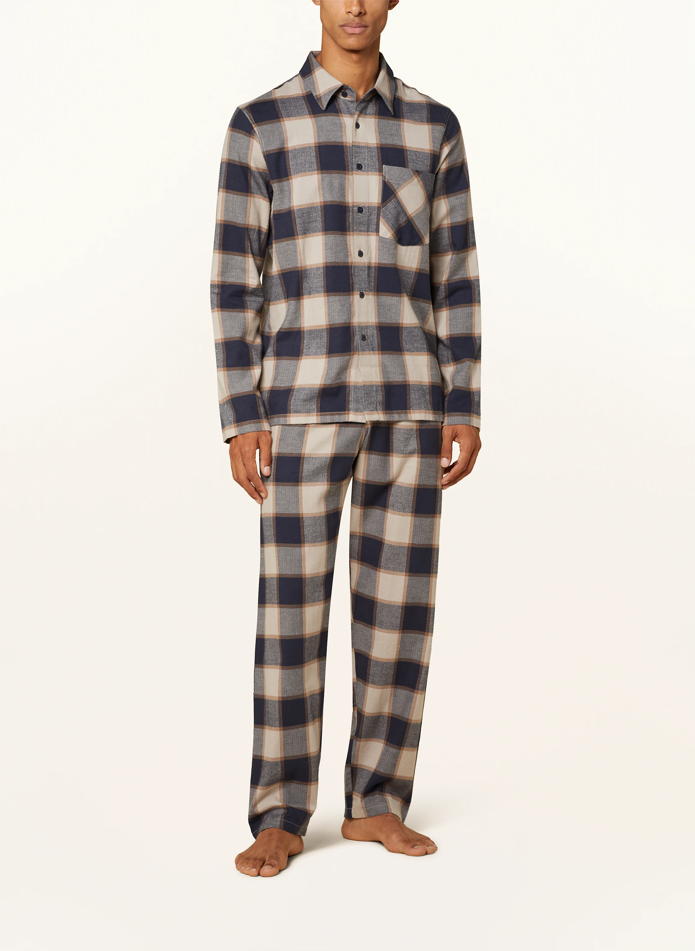 SCHIESSER Schlafanzug SELECTED PREMIUM WARMING aus Flanell