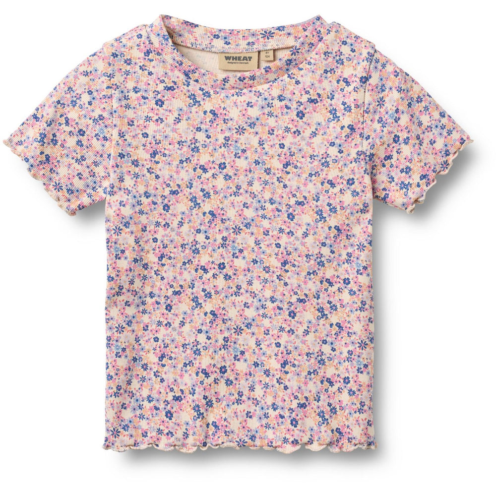 Køb Wheat Pink Blue Flowers Rib T-shirt S/S Alicia