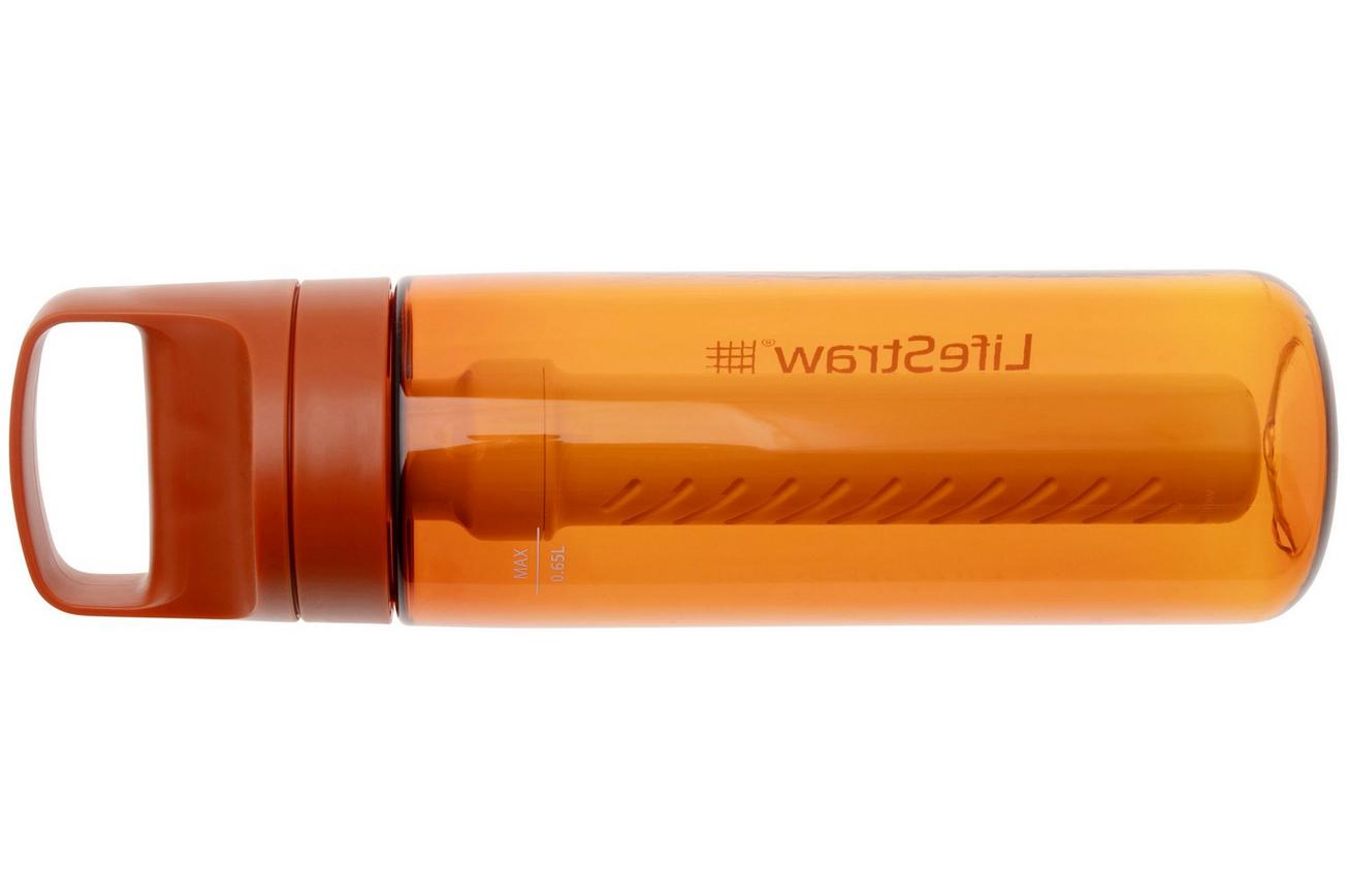 LifeStraw Go Kyoto Orange GO-650ML-ORG BPA-Free Plastic, waterfles met 2-stage filter, 650 ml