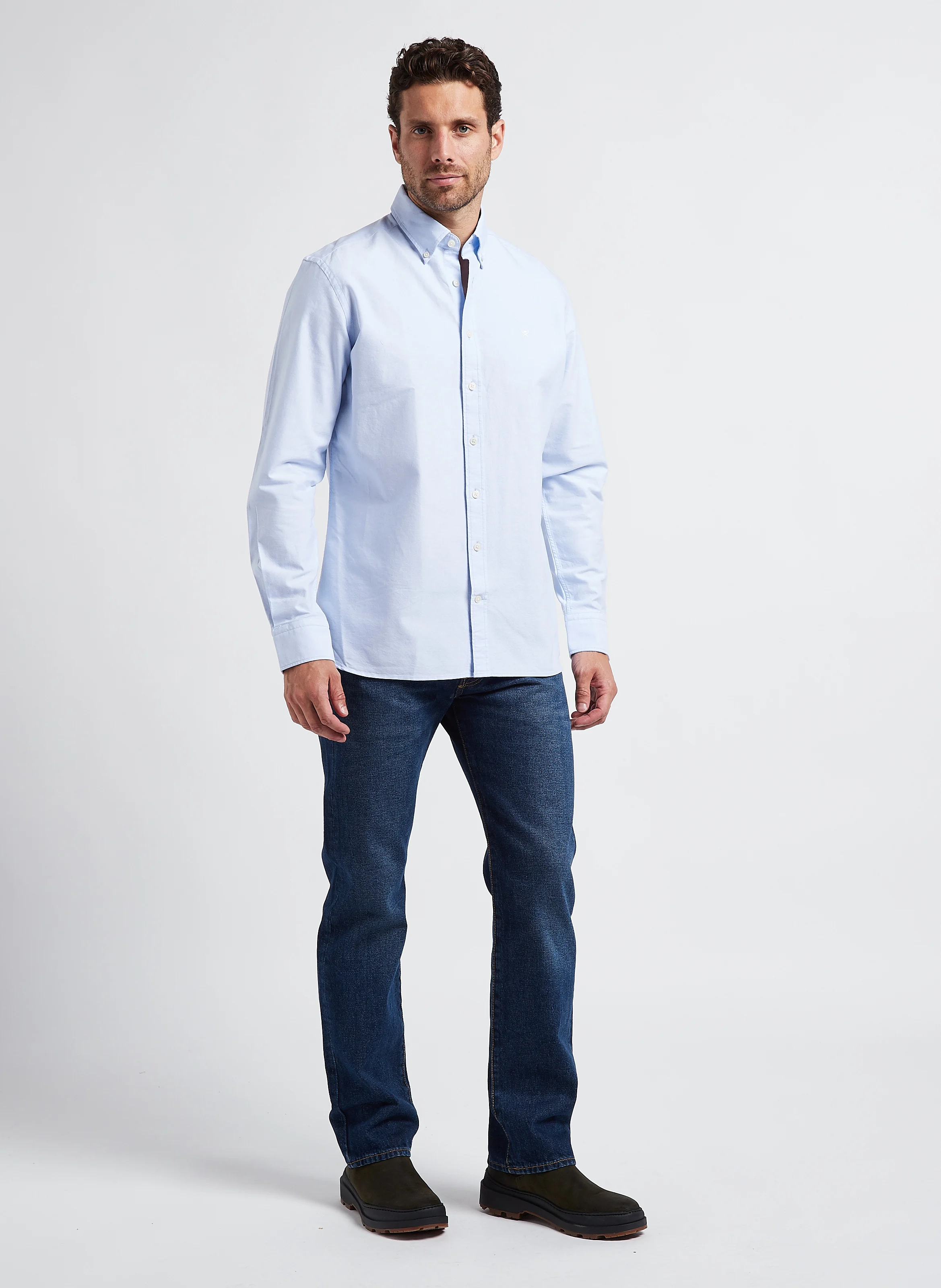 Chemise col classique en coton| Bleu