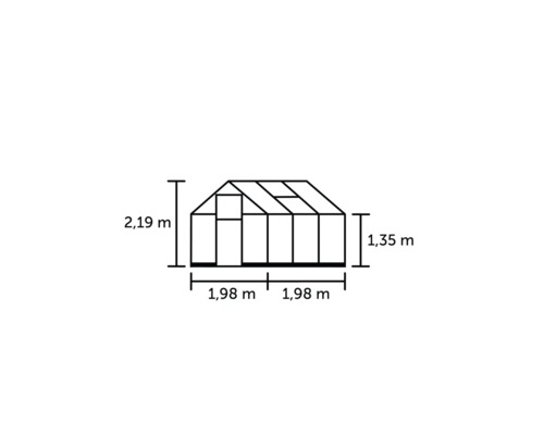Halls Qube 66 kas, 3,9 m², 3 mm veiligheidsglas, 198 x 198 cm, zwart