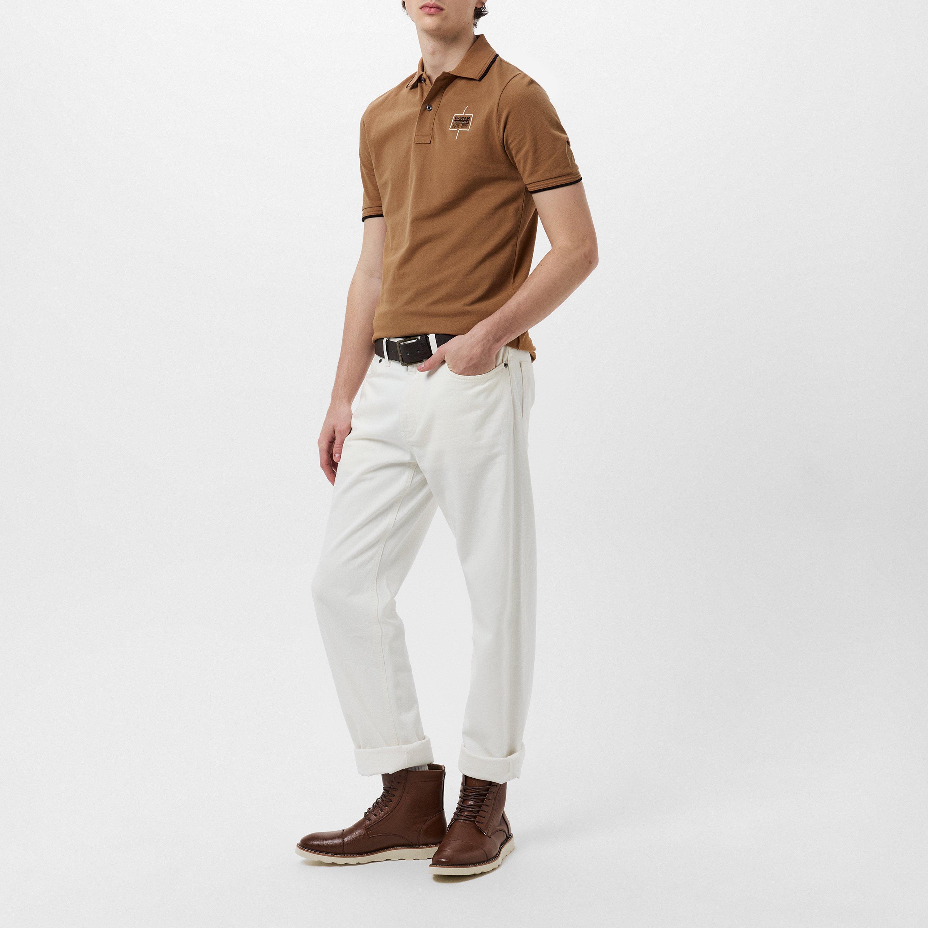 G Star Chest Logo Striped Polo