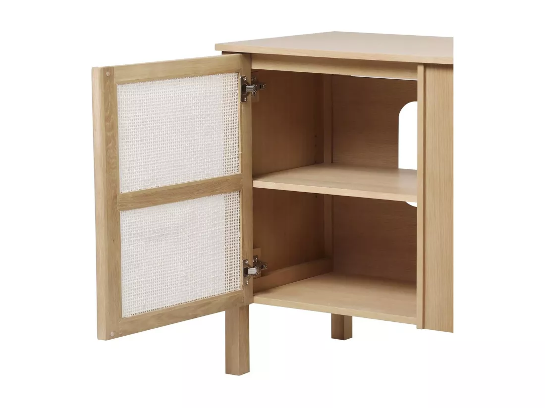 Meuble simple vasque chêne porte cannage 70 cm