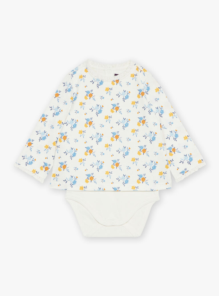 Body T-shirt écru à imprimé fleuri