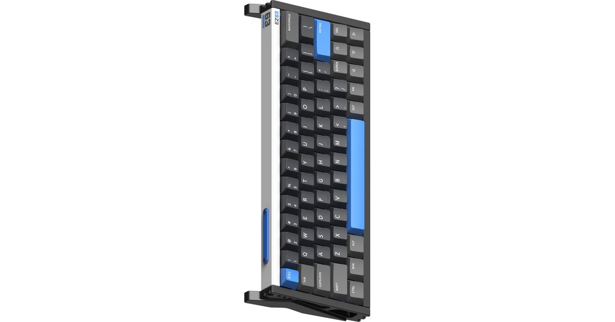 IqunixEZ63 Magnetic Switch Gaming HE Keyboard, gaming toetsenbord  (Zwart/blauw, US lay-out, US-International, Gateron Magnetic Jade Pro, 60%, RGB, Double Shot PBT Keycaps, Tweedekans)