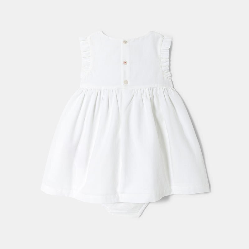 Robe de cérémonie coton ottoman blanc bébé fille Blanc