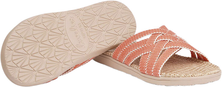 Lovelies Matara - Triple cross sandal w/ jute sole Mandarin red