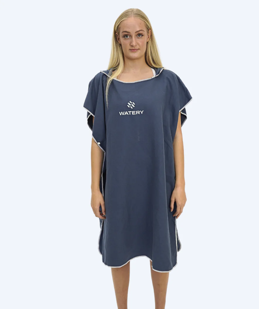 Watery badeponcho til voksne - Microfiber - Mørkeblå