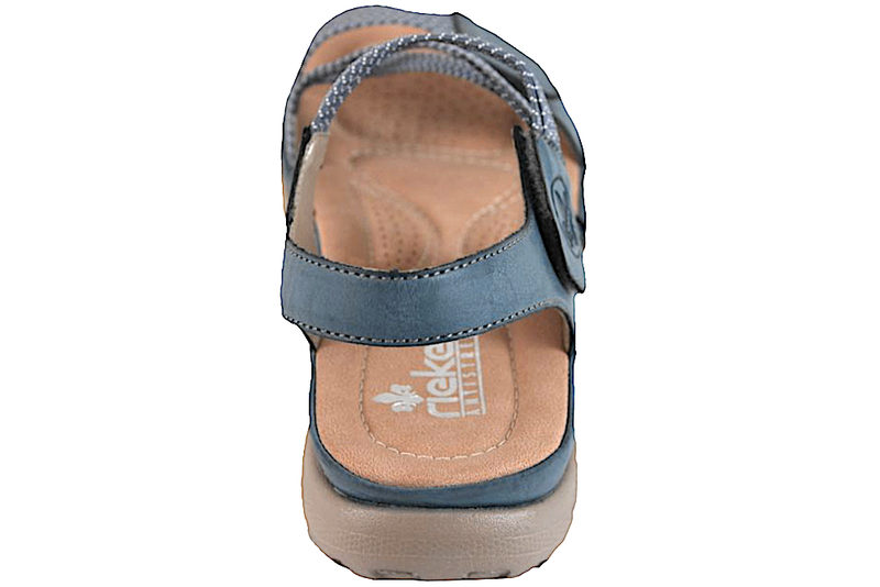 RIEKER SANDAL I BLÅT PU OG TEKSTIL