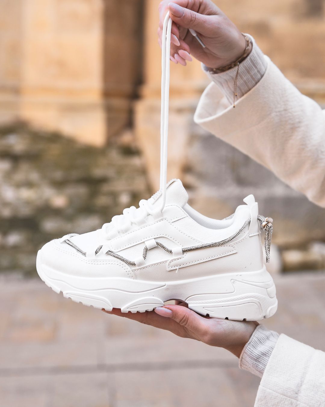 Basket femme blanche à lacets sneakers - Siena