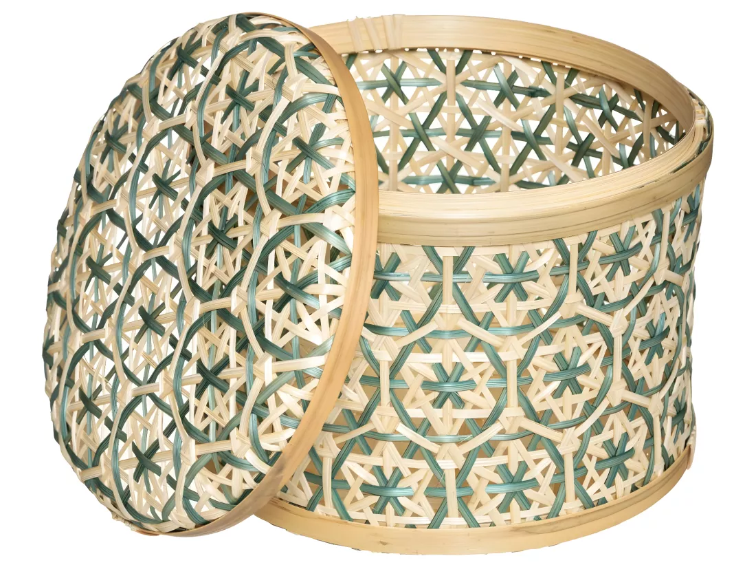 Lot de 2 Boites de rangement rondes en Bambou