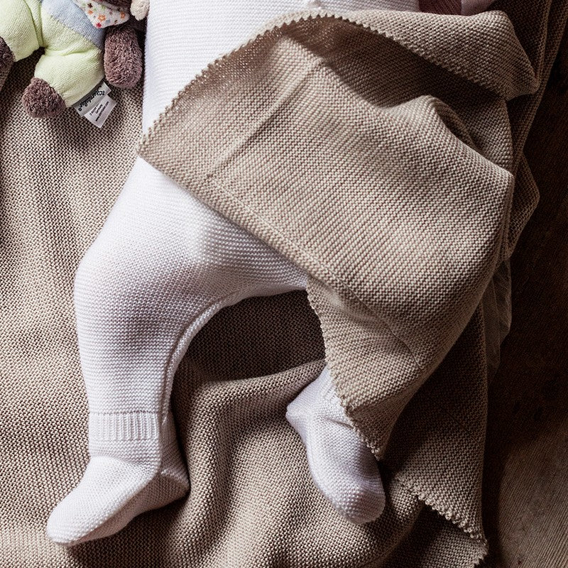 Babydecke Merinowolle beige-mélange
