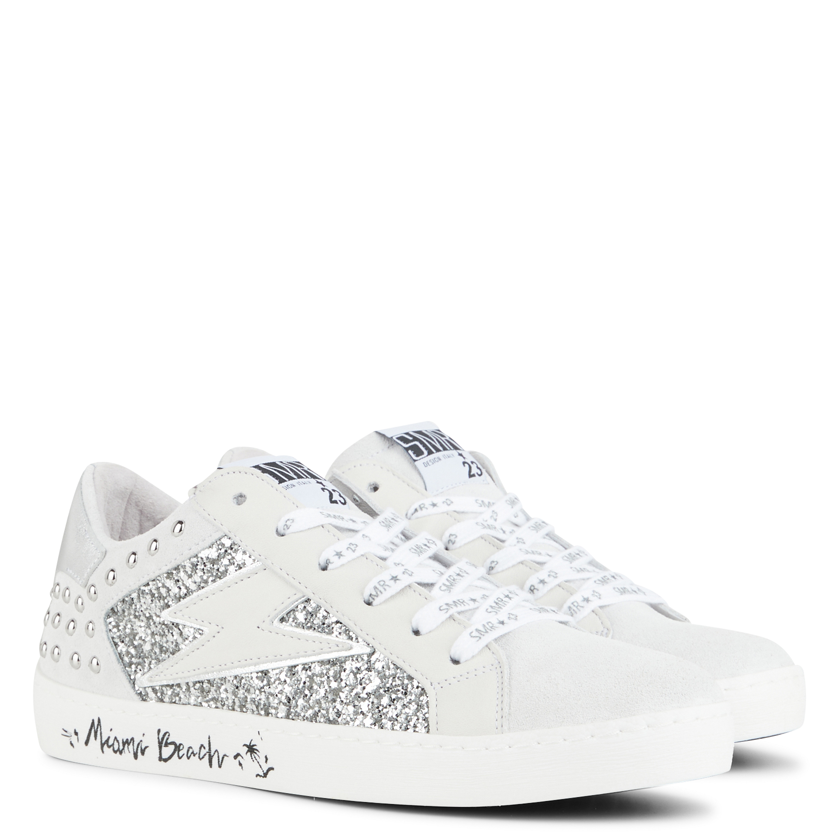 ROY - Baskets basses cloutées en sequins| Argent