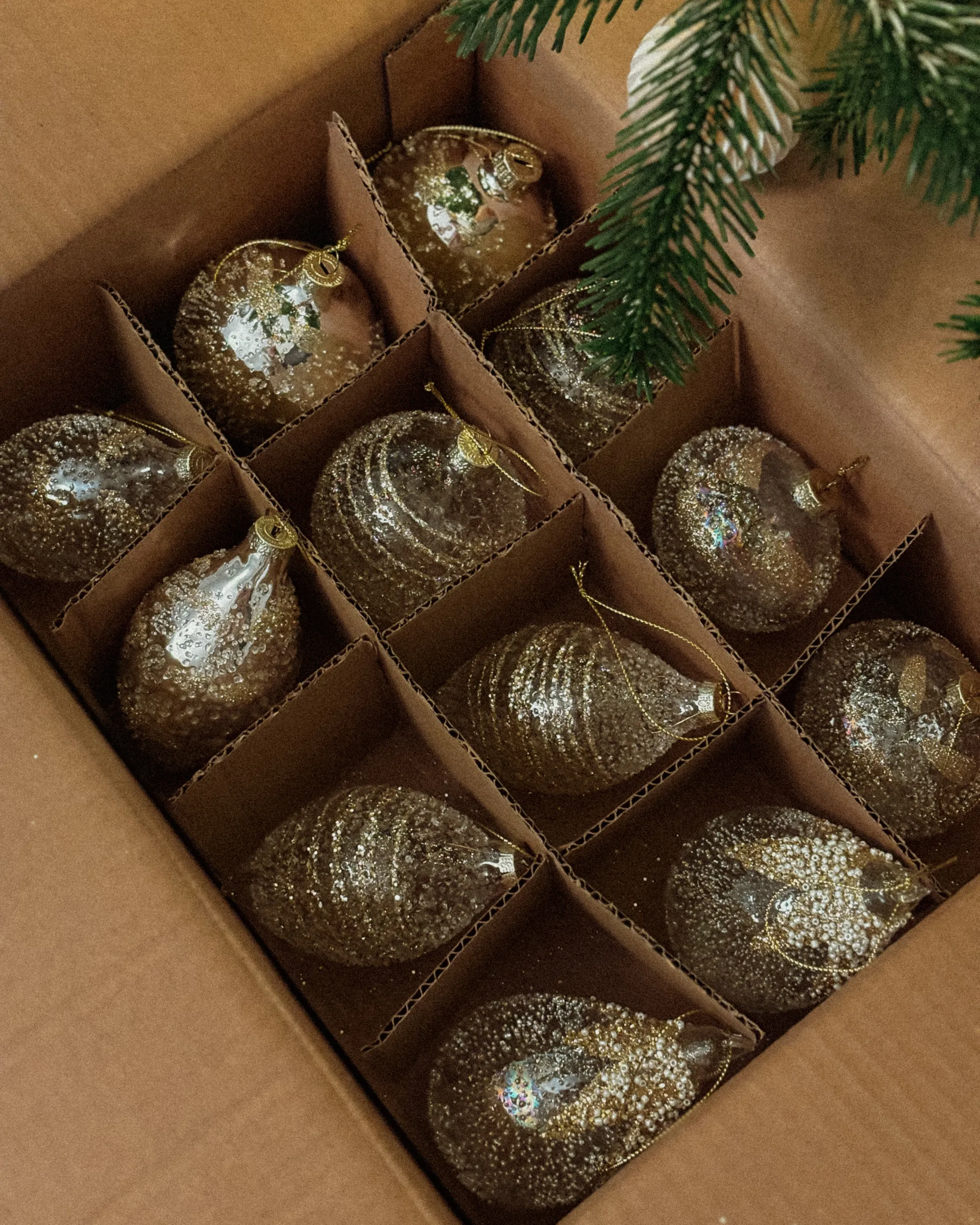 Set van 25 kerstballen ICICLE Glas Transparant/goud