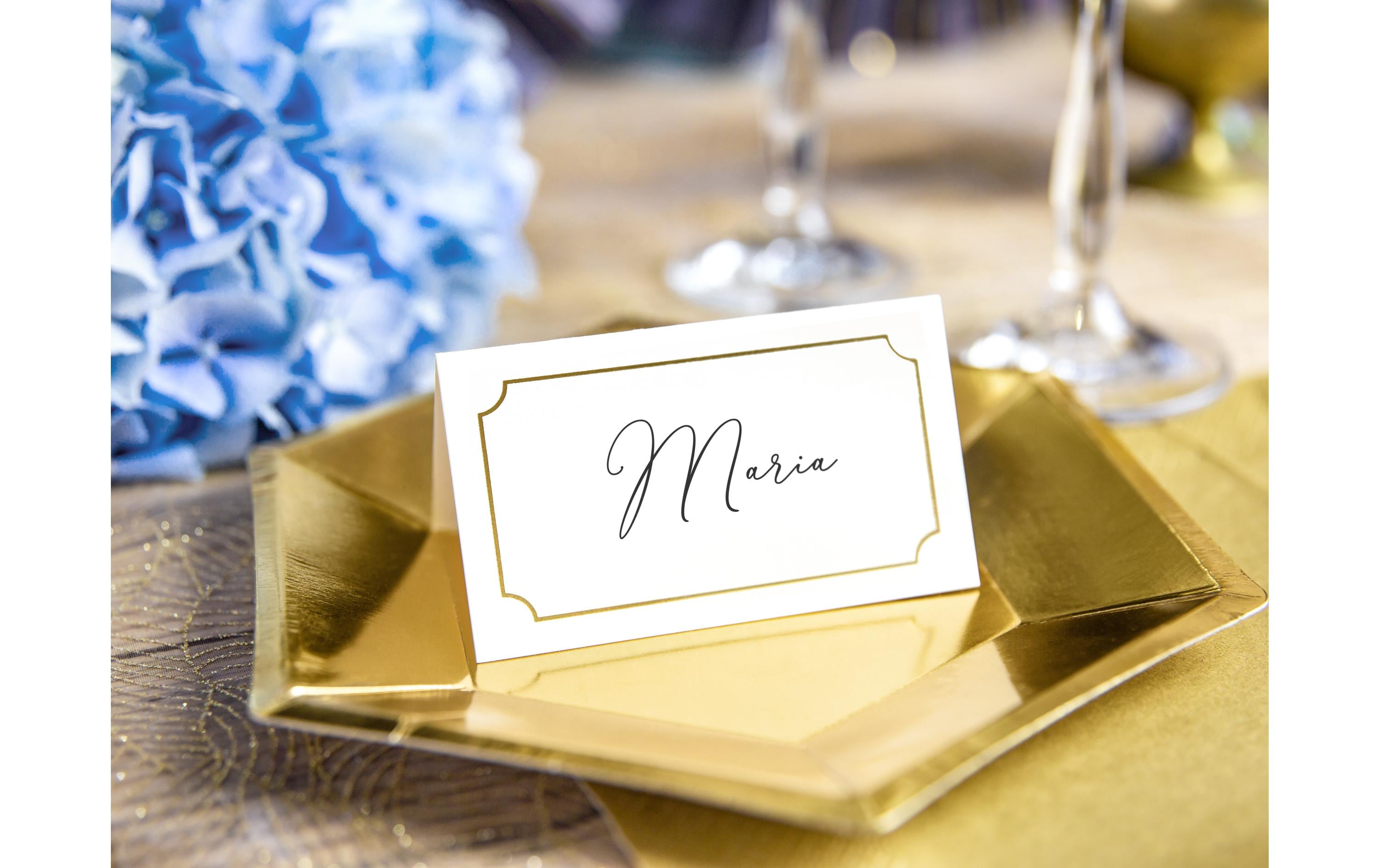 Tischkarte Goldrahmen 9.5 x 5.5 cm, 10 StückPlatzkarte für den gedeckten Tisch an der Hochzeit und Festen wie Geburtstagspartys oder Silvester