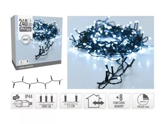 Guirlande LED Extérieure Câble Noir Blanc Froid 18 m 5000K Blanc froid
