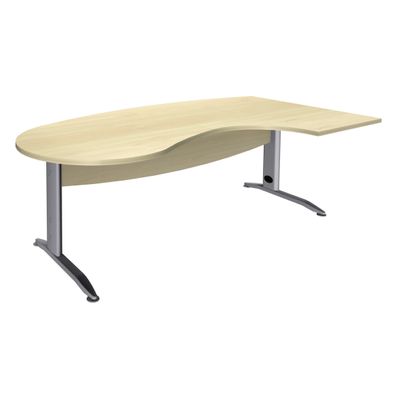 Bureau compact manager retour à droite IDRA - 200 cm - Pied alu - Érable (Pieds de renfort obligatoire à rajouter - non inclus)
