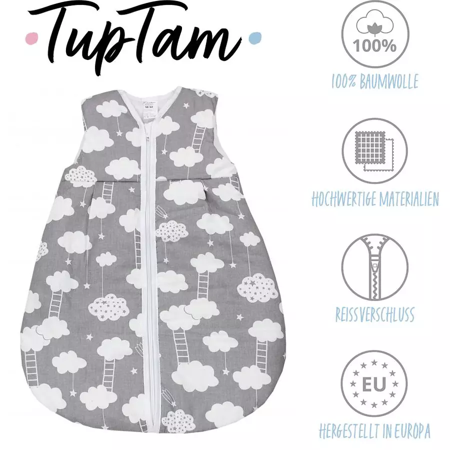 TupTam Baby Ganzjahres Schlafsack Ärmellos Wattiert grau