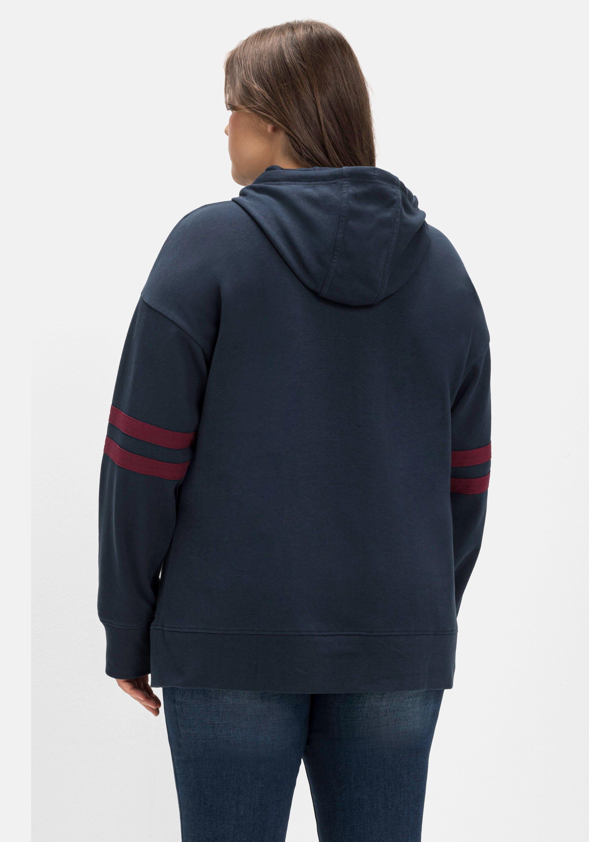 Kapuzensweatshirt mit Zierstreifen am Ärmel