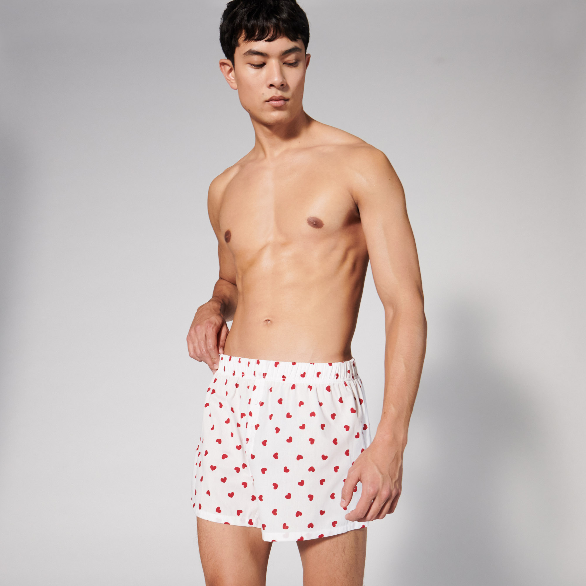 Caleçon à motifs coeurs en coton