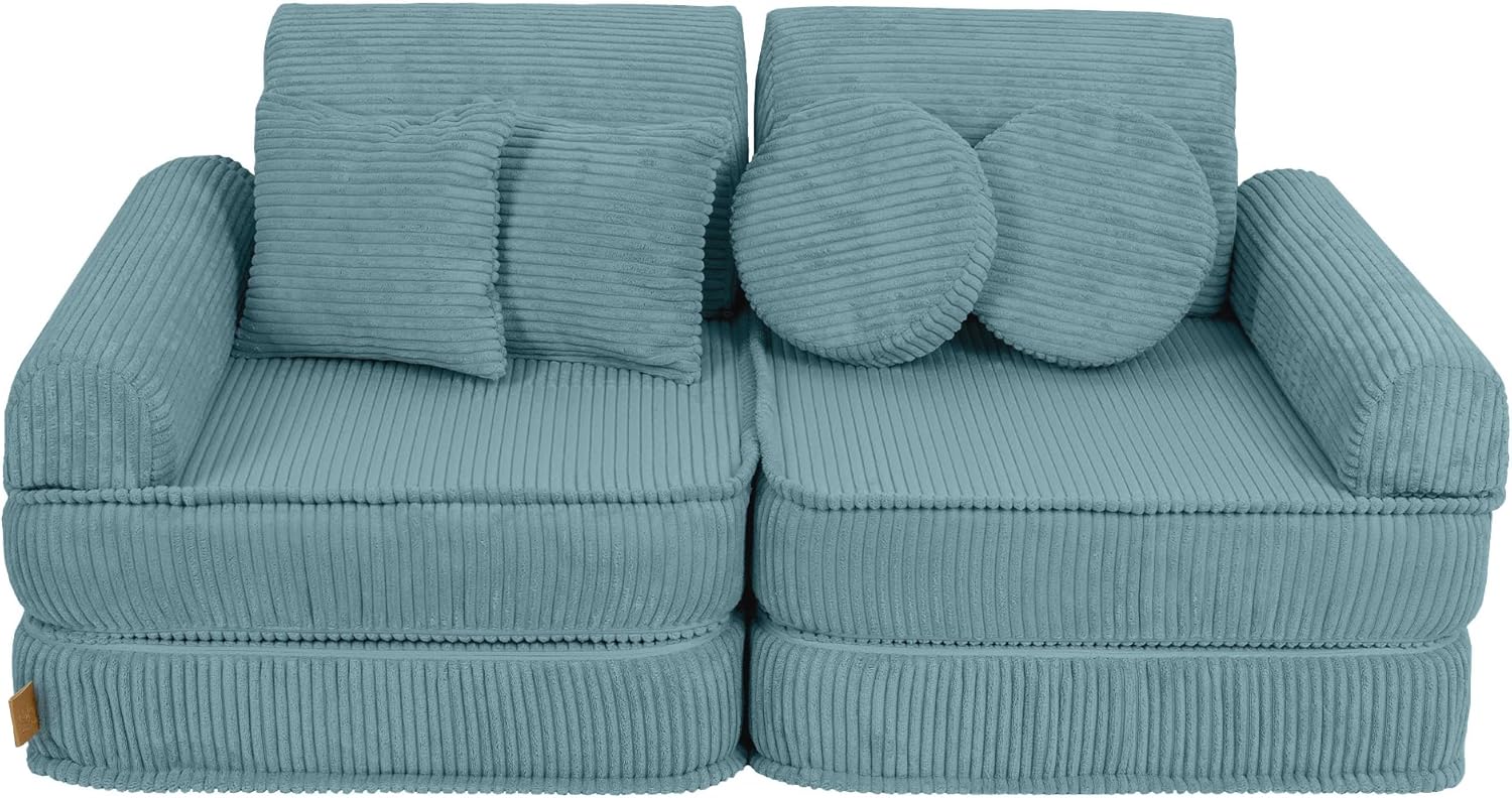 MEOWBABY Sofa für Kinderzimmer - Spielsofa für Kinder, Kindersofa, Cord, Türkis