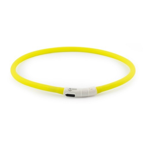Coleira de segurança com visão noturna recarregável via USB, amarela.