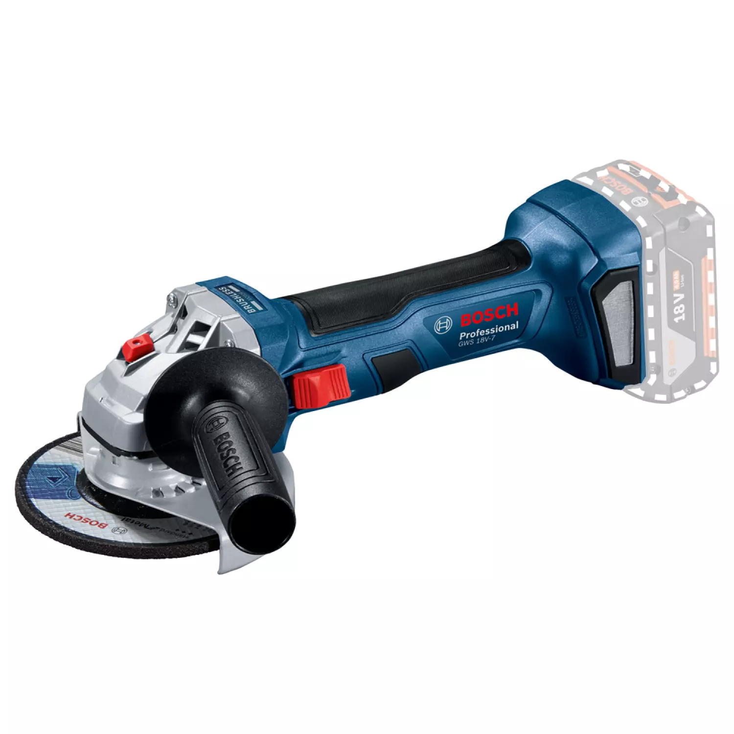 Bosch GWS 18V-7 18V Li-Ion accu haakse slijper body - 125mm - koolborstelloos