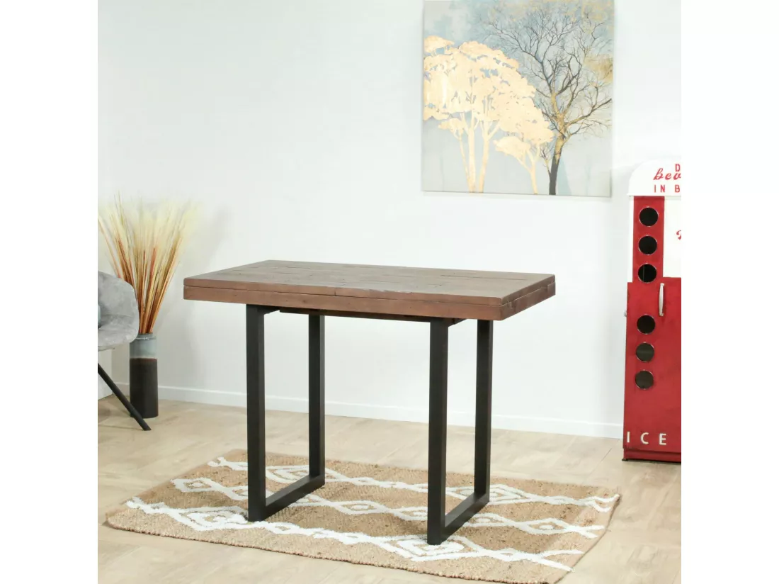 Table haute extensible bois recyclé 120-160 cm SAMOA