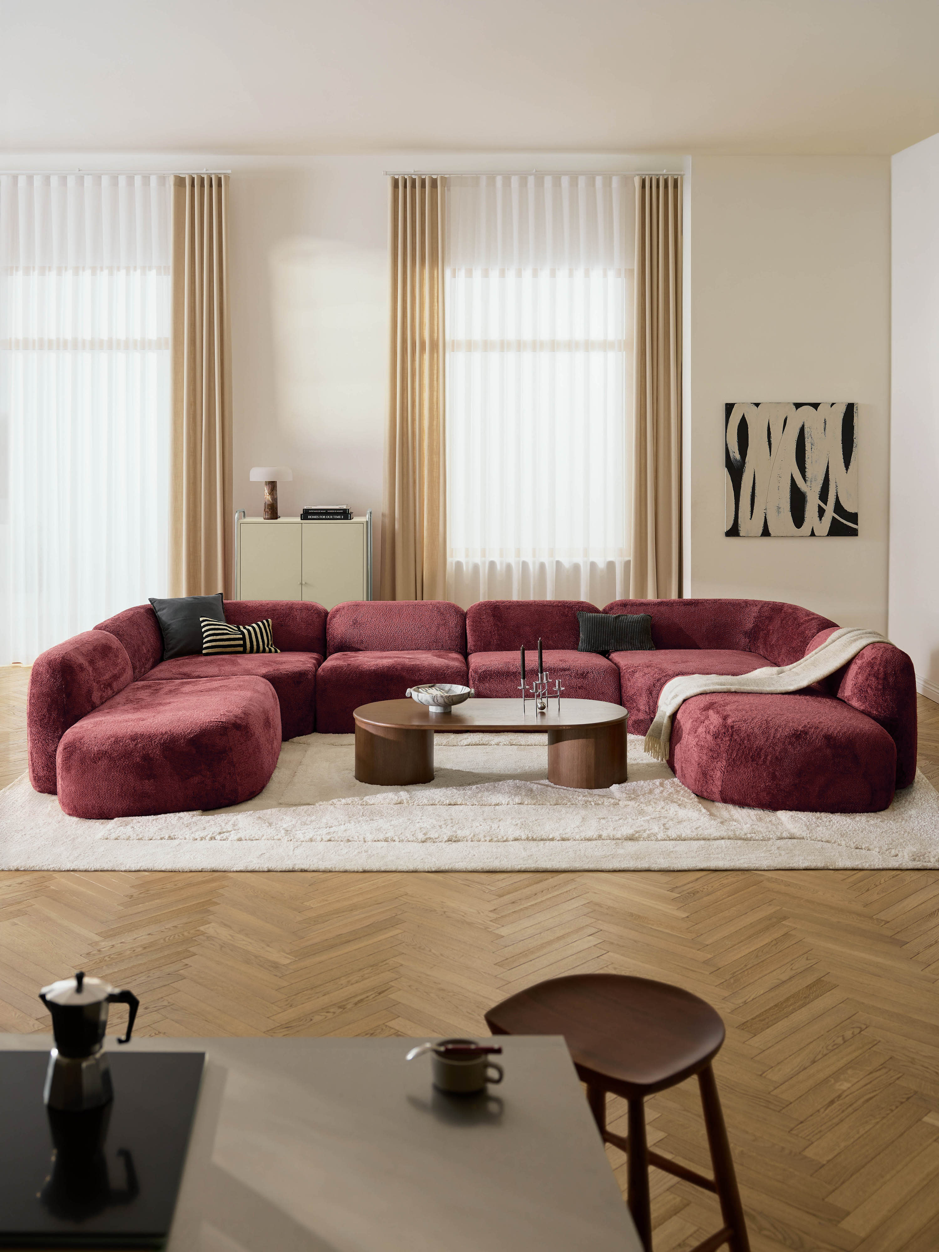 XL modulaire bank Wolke van teddy bouclé