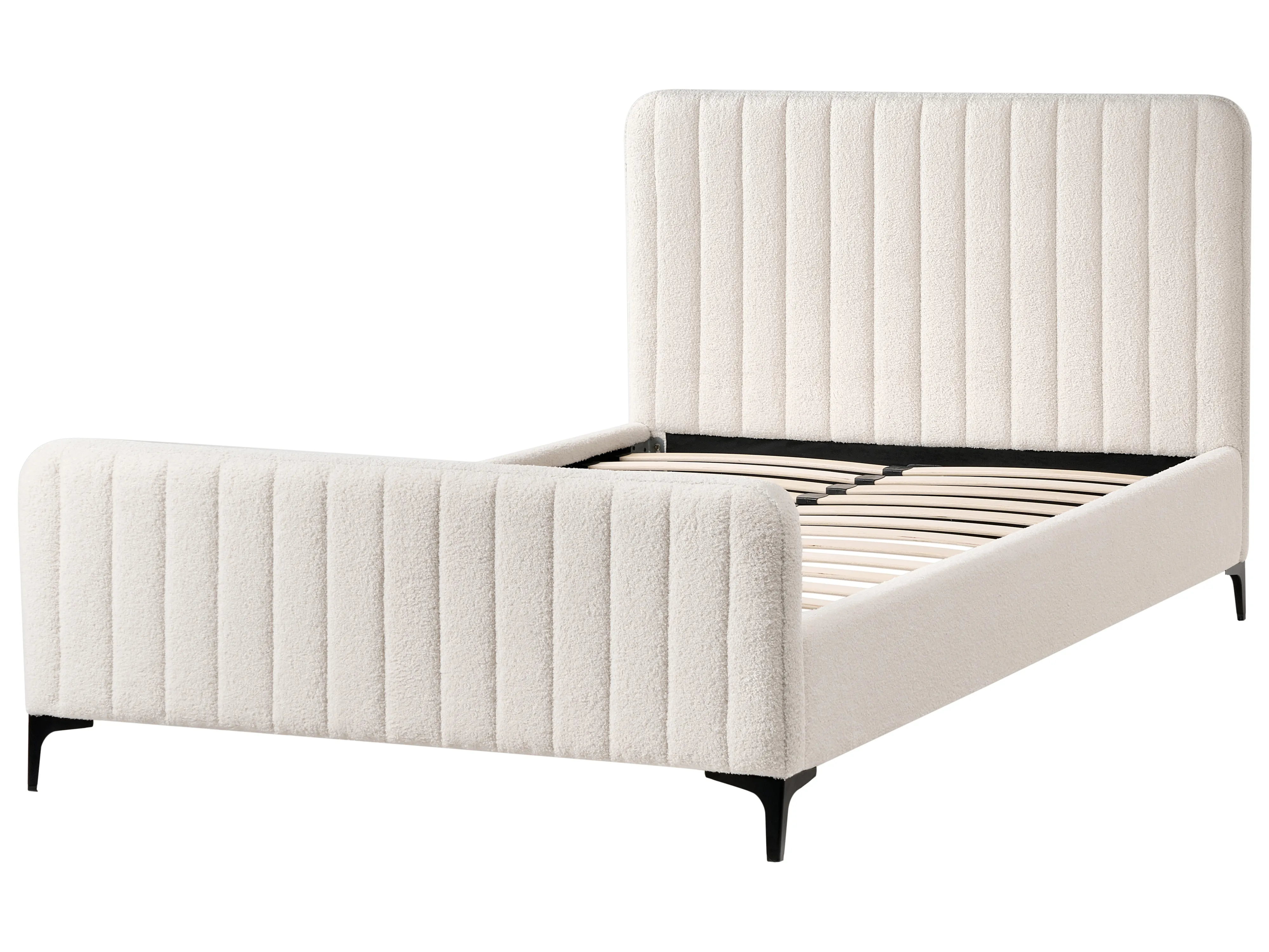 Bed Bouclé LUNAN 120 x 200 cm Gebroken wit
