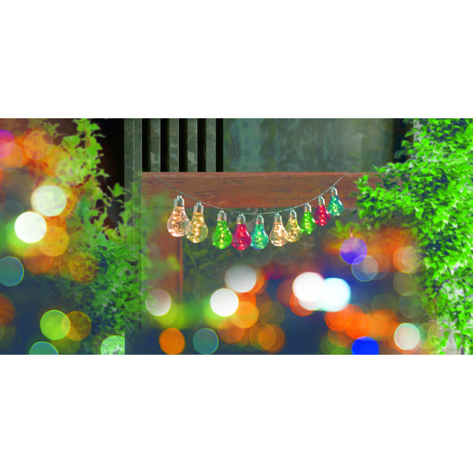 10er Solar LED Party-Lichterkette - bunt - aus Kunststoff - ca. 380 cm