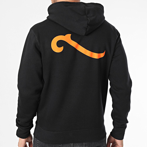 Sweat Capuche Wave Noir Orange
