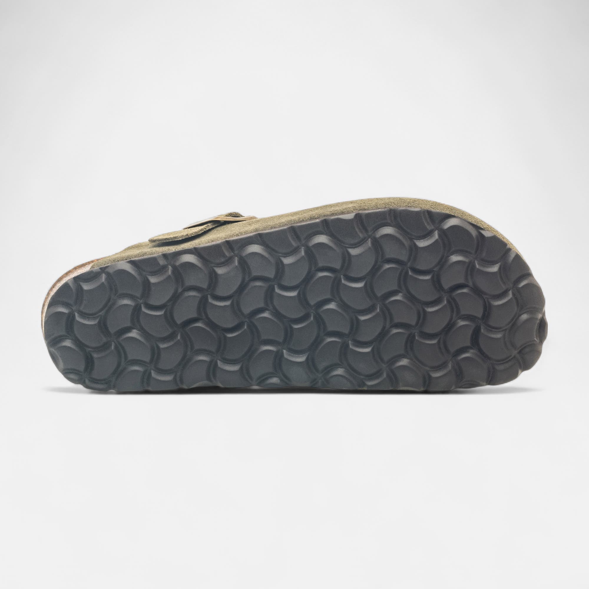 Mules semelle liège Garçon en cuir kaki