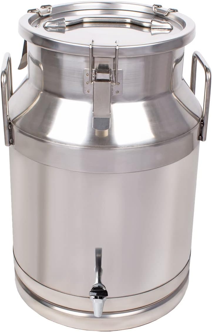 Beeketal 'BMK-30A' Milchkanne Transportkanne 30 Liter aus Edelstahl mit Ablasshahn, auslaufsicherer Deckel mit Dichtung und Spannverschluss - Molkerei Milch Kanne zum Transport oder zur Aufbewahrung
