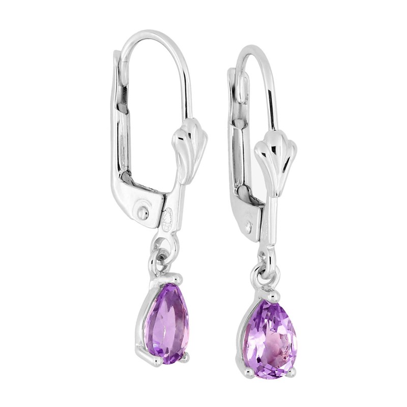 Boucles d'oreilles femme pendantes - améthyste - Or 18 Carats