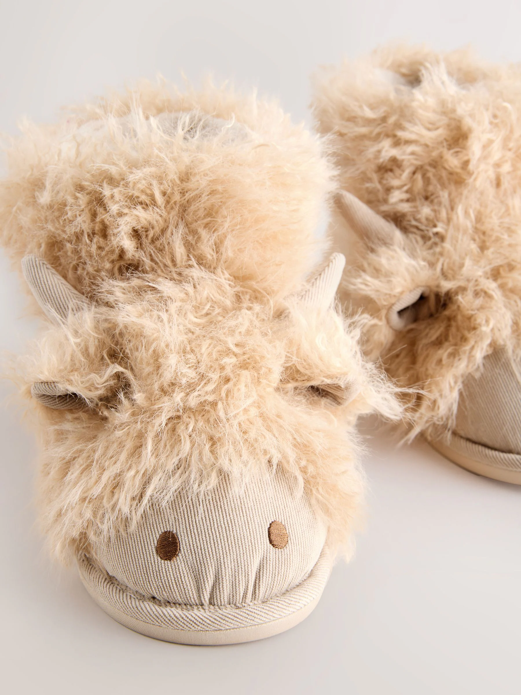 Tan Brown Hamish Cow - Pantoffellaarzen met imitatiebont