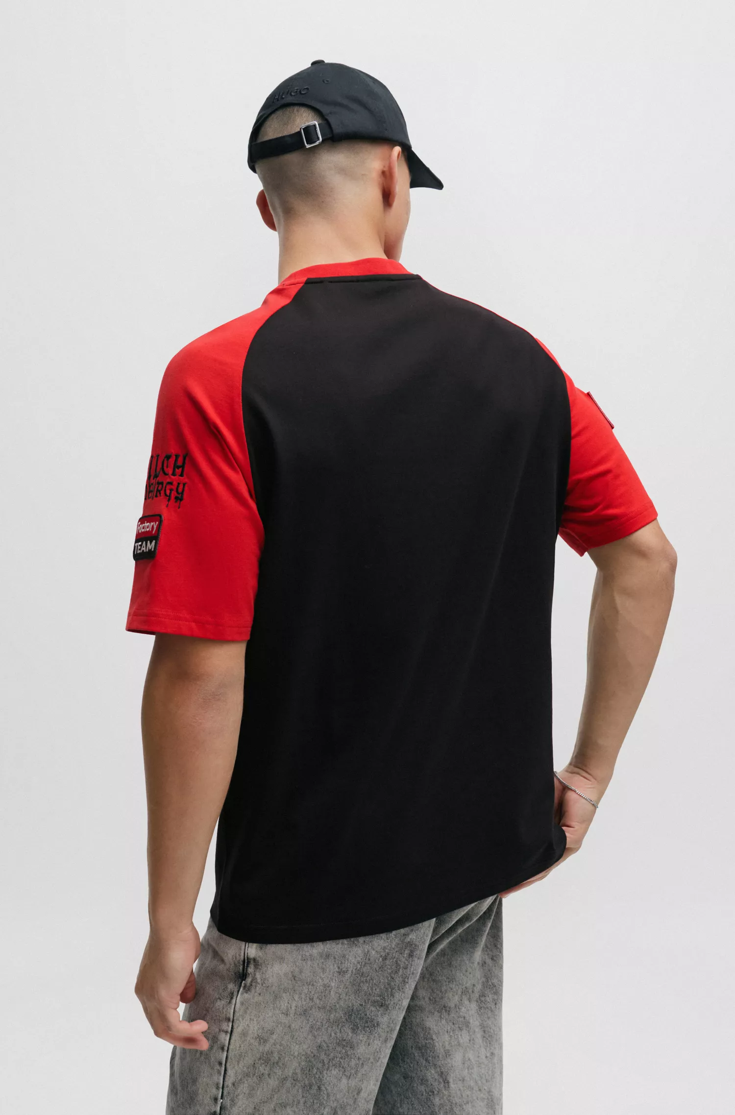 Camiseta HUGO vermelha em malha de algodão com estampa do logotipo
